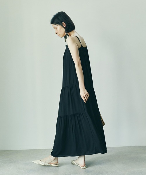 「ECRIRE」 キャミソールワンピース フリー ブラック レディース_画像3