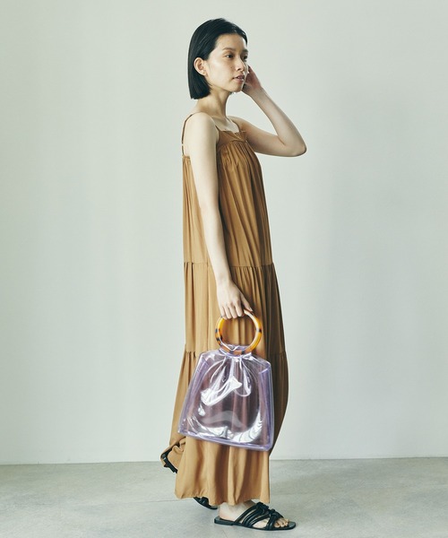 「ECRIRE」 キャミソールワンピース フリー ブラック レディース_画像4