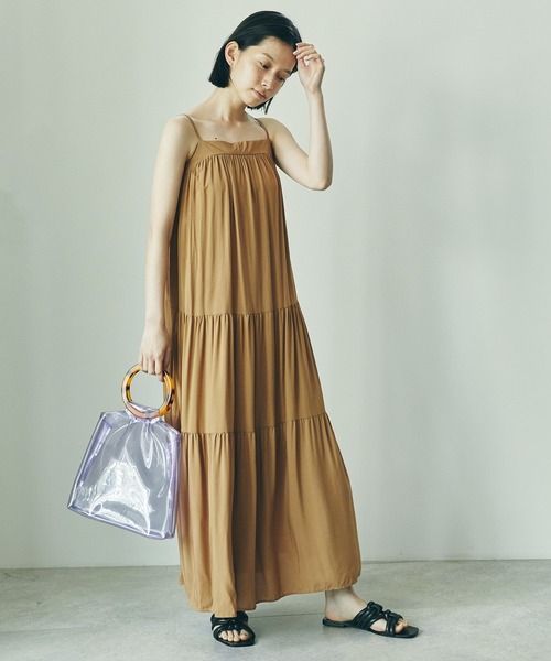 「ECRIRE」 キャミソールワンピース フリー ブラック レディース_画像8