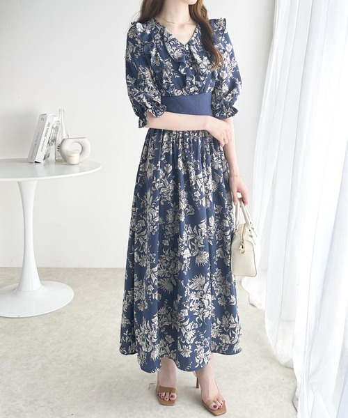 「mily bilet」 半袖ワンピース SMALL ネイビー レディース_画像2