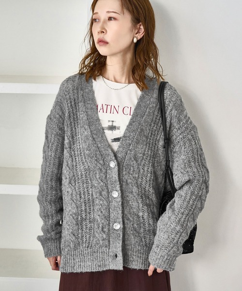 ROPE' PICNIC（ロペ ピクニック） カーディガン ゆるケーブル編みV