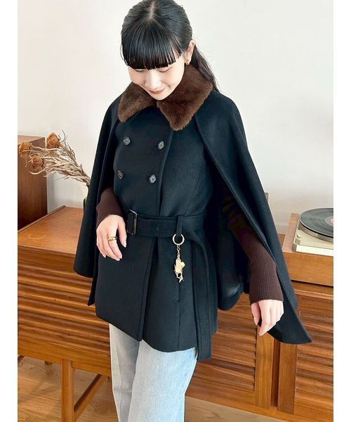 LILY BROWN（リリーブラウン） コート アウター ファー付き3wayケープ