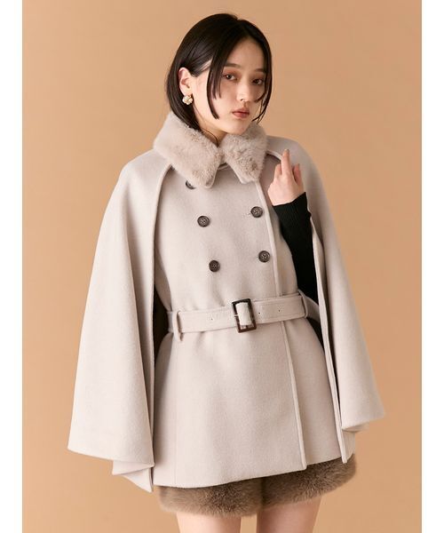 LILY BROWN（リリーブラウン） コート アウター ファー付き3wayケープ