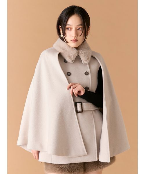 LILY BROWN（リリーブラウン） コート アウター ファー付き3wayケープ