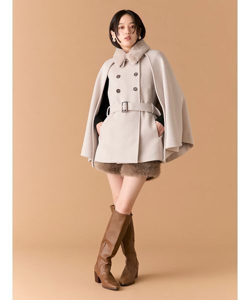 LILY BROWN（リリーブラウン） コート アウター ファー付き3wayケープ