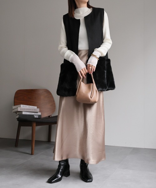 sakishimatokyo ベスト ジレ ウールライクベスト/ファー切り替え