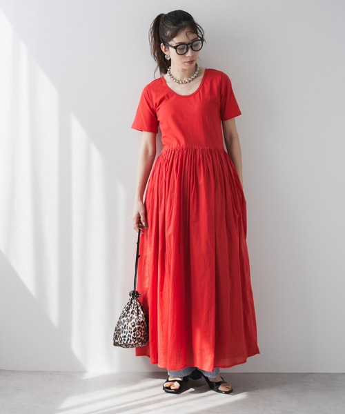「bohmal」 半袖ワンピース FREE レッド レディース_画像2