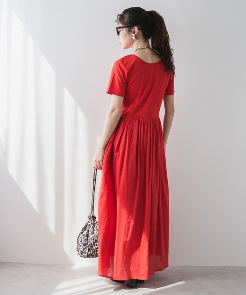 「bohmal」 半袖ワンピース FREE レッド レディース_画像3