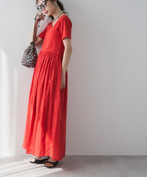 「bohmal」 半袖ワンピース FREE レッド レディース_画像4