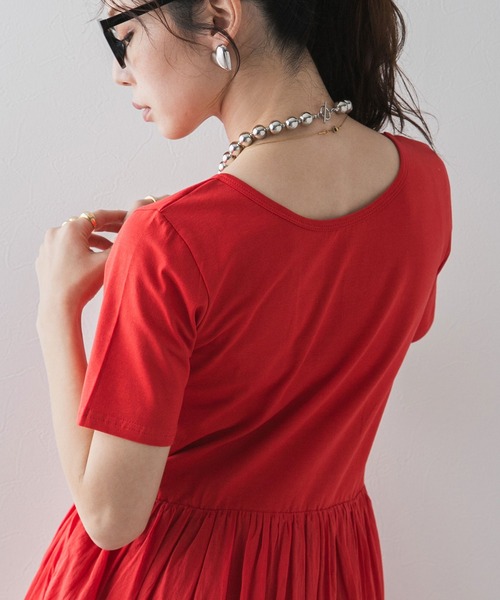 「bohmal」 半袖ワンピース FREE レッド レディース_画像5