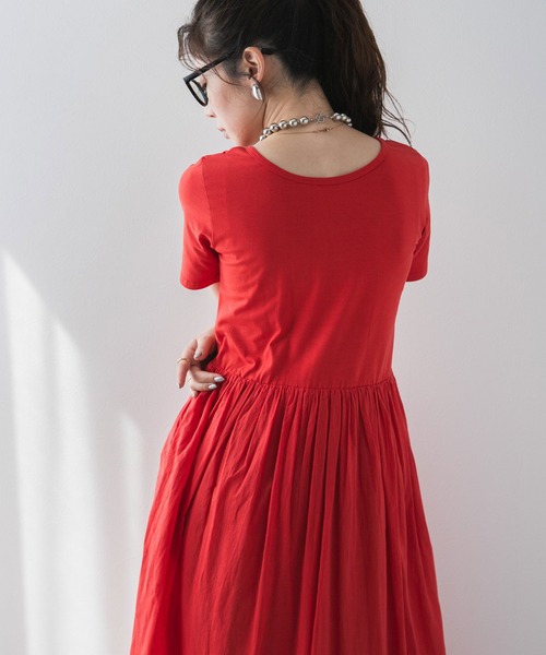 「bohmal」 半袖ワンピース FREE レッド レディース_画像6