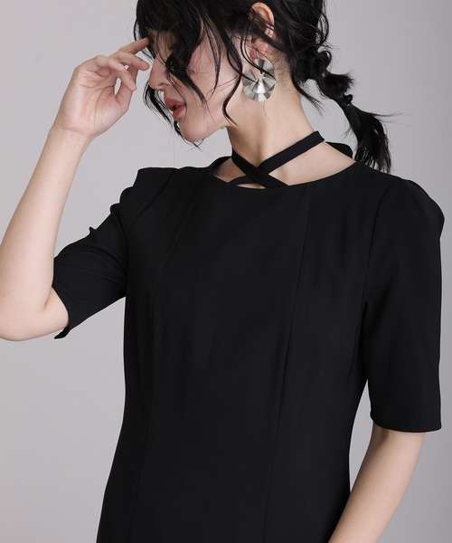 「atlo」 「PourVous」半袖ワンピース X-LARGE ブラック レディースの画像