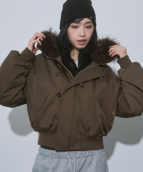 ENVYM（アンビー） ブルゾン アウター フード ファー ボア N2B 中綿