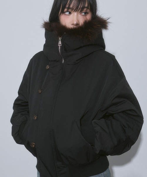 アンビー フードジャケット N2B ENVYM フライトジャケット ENVYM（アンビー） ブルゾン アウター フード ファー ボア N2B 中綿