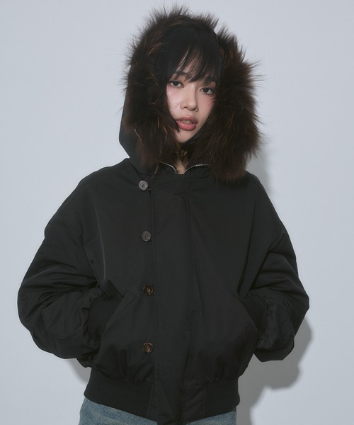 ENVYM（アンビー） ブルゾン アウター フード ファー ボア N2B 中綿