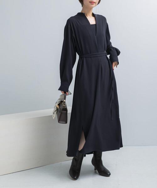 ワンピース トリアセテート混Vネックワンピース : ZOZOTOWN Yahoo!店