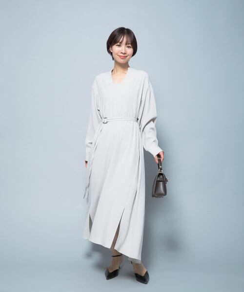ワンピース トリアセテート混Vネックワンピース : ZOZOTOWN Yahoo!店