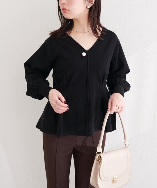 natural couture ニット セーター 「osono」タックペプラムニット