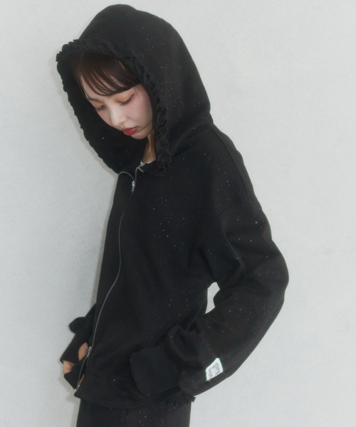 Lallana ララーナ ラメココジップアップフーディ Lallana（ララーナ） パーカー Lame coco zip-up hoodie / ラメココ