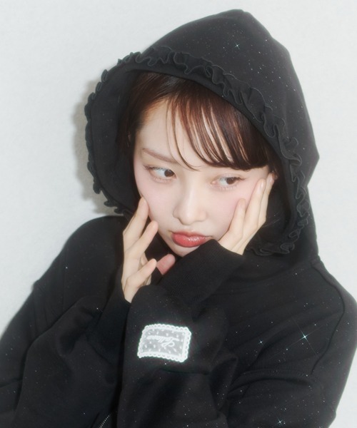 Lallana ララーナ ラメココジップアップフーディ Lallana（ララーナ） パーカー lame coco frill zip-up hoodie/ラメ