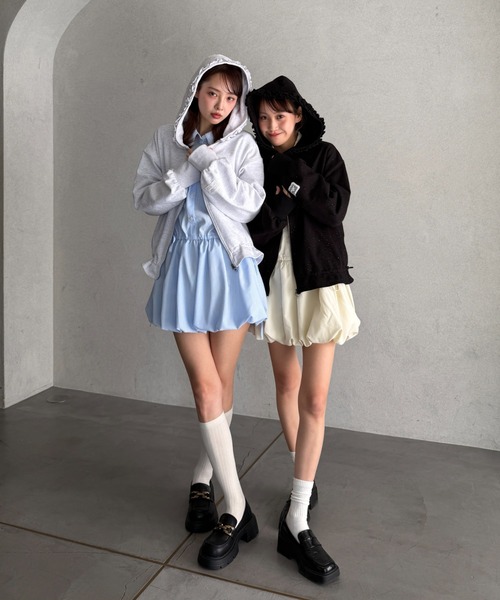 Lallana（ララーナ） パーカー lame coco frill zip-up hoodie/ラメ