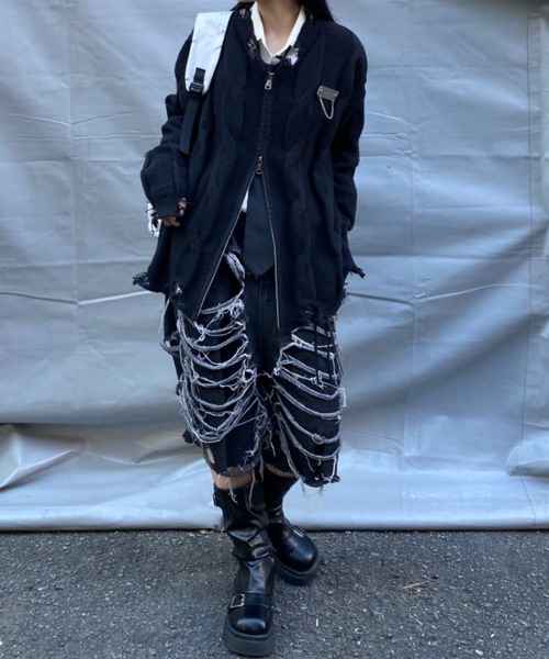 lilful ジーンズ 「26年春夏新作」クラッシュダメージ加工七分丈ハーフ