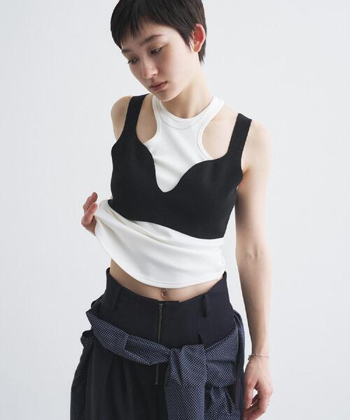 CODE A タンクトップ ノースリーブ 「Re」「Cup-in」design cut tank