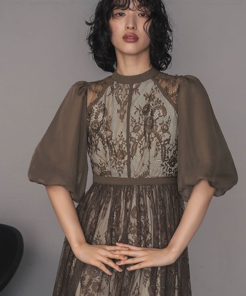 「GIRL」 7分袖ワンピース 2L ブラウン レディース_画像4