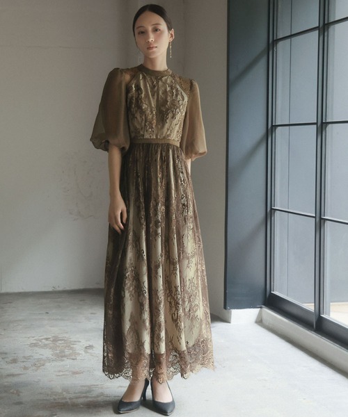 「GIRL」 7分袖ワンピース 2L ブラウン レディース_画像7