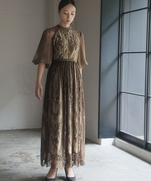 「GIRL」 7分袖ワンピース 2L ブラウン レディース_画像9