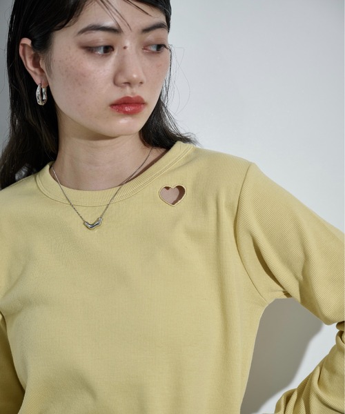 THE Yon tシャツ ハートパンチングリブロンT レディース : ZOZOTOWN