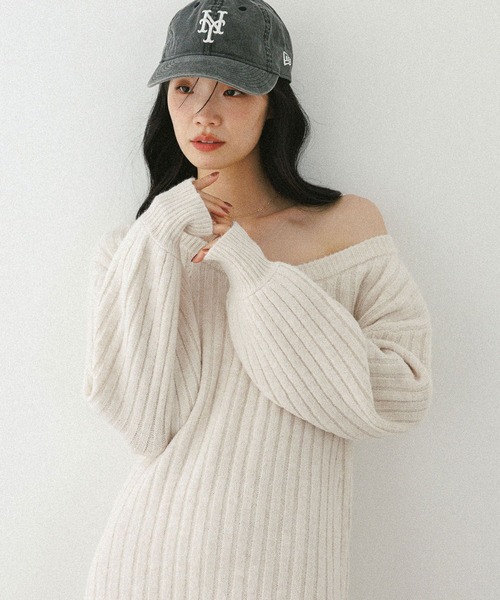 「Heather」 ニットワンピース FREE グレー レディース_画像3