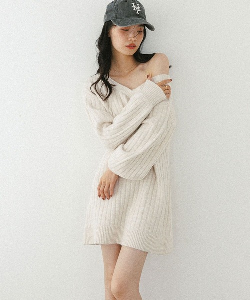 「Heather」 ニットワンピース FREE グレー レディース_画像4