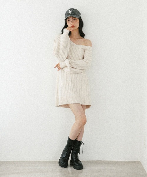 「Heather」 ニットワンピース FREE グレー レディース_画像6