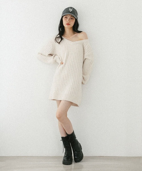「Heather」 ニットワンピース FREE グレー レディース_画像7