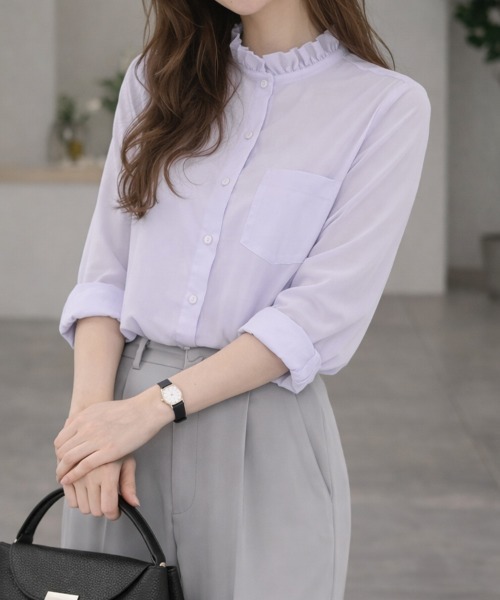 「SallyLunn」 長袖ブラウス LARGE ホワイト レディース_画像8