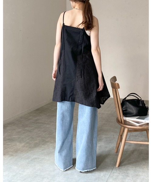 Theory セオリー⁑カットワーク刺繍ロングキャミワンピース　ブラック マキシ She's Closet キャミソール アシンメトリー ロング丈 刺繍 カット