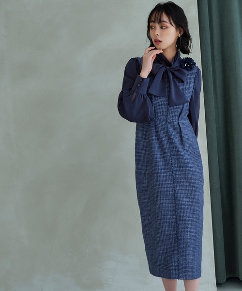 「RUIRUE BOUTIQUE」 コンビワンピース L ブラック レディースの画像