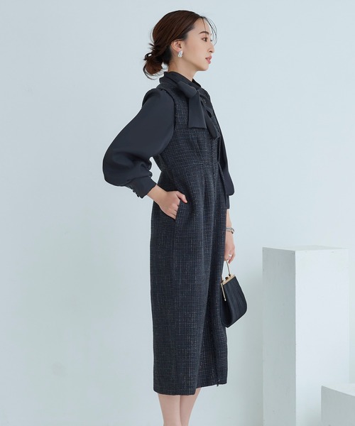 「RUIRUE BOUTIQUE」 コンビワンピース L ブラック レディースの画像