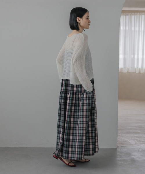 ニット セーター 「UVカット」メッシュニットプルオーバー レディースの画像