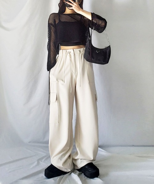 「me+em select」 カーゴパンツ LARGE アイボリー レディース_画像2