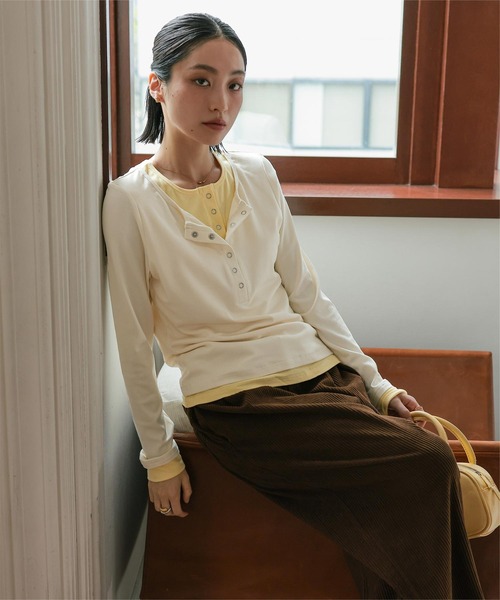 「miette」 長袖カットソー L レッド レディース_画像2