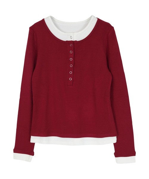 「miette」 長袖カットソー L レッド レディース_画像6