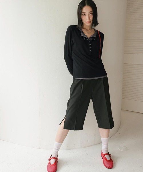 「miette」 長袖カットソー L レッド レディース_画像9