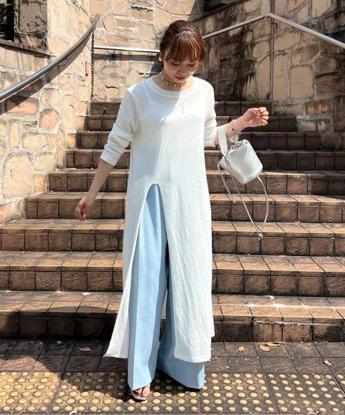 aceandrareレディース ワンピース 168S ホワイト Cura Closet ワンピース 「loverara.loverara コラボ」シアーハイ