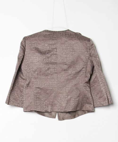 「ARMANI COLLEZIONI」 ノーカラージャケット 44 グレー レディース_画像2