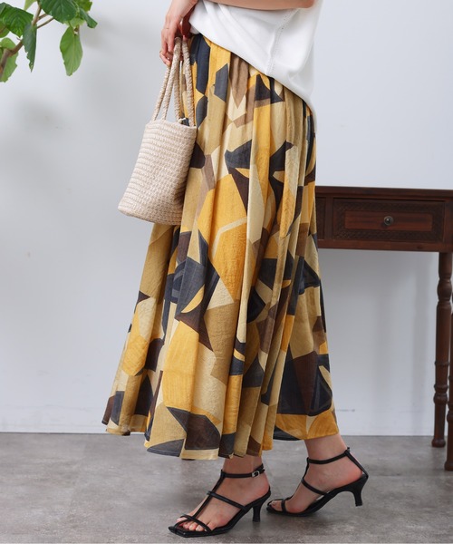 「Chez toi」 ロングスカート FREE イエロー レディース_画像7