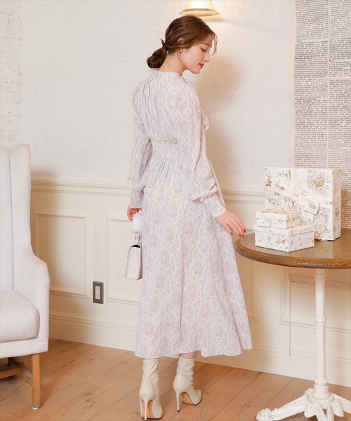 「SWINGLE」 7分袖ワンピース MEDIUM サックスブルー レディース_画像4