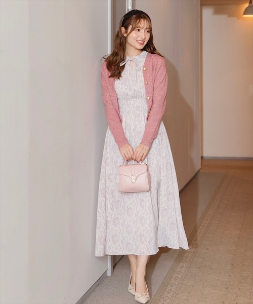「SWINGLE」 7分袖ワンピース MEDIUM サックスブルー レディース_画像5