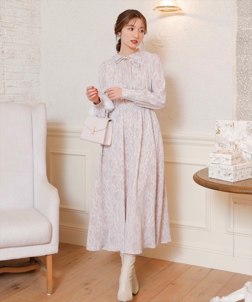「SWINGLE」 7分袖ワンピース MEDIUM サックスブルー レディース_画像6